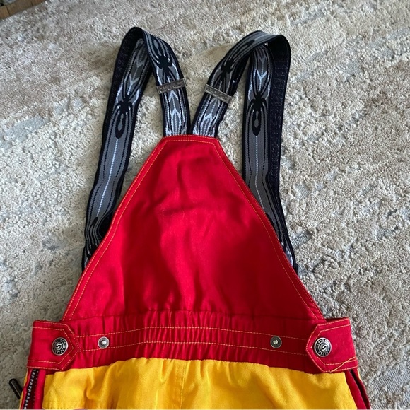 Spyder Vintage Ski Bibs Snow Pants Thinsulate Insulated Retro Red Yellow: 14 - Picture 13 of 14